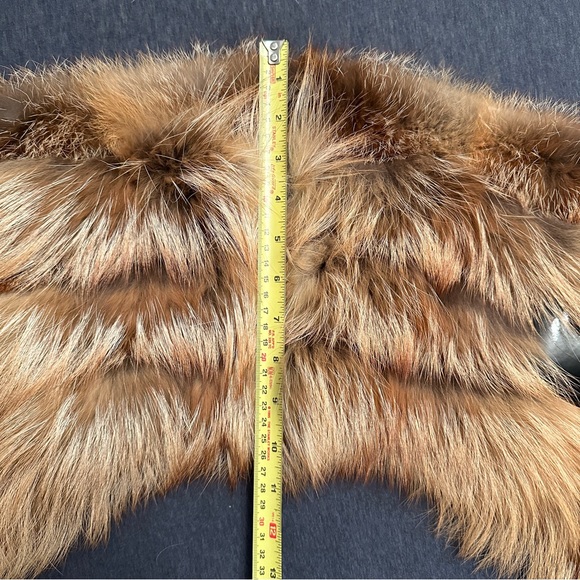 LANVIN Paris Made In Italy Black Brown Fur Wrap Collar Scarf Patent Buckle - Picture 11 of 15